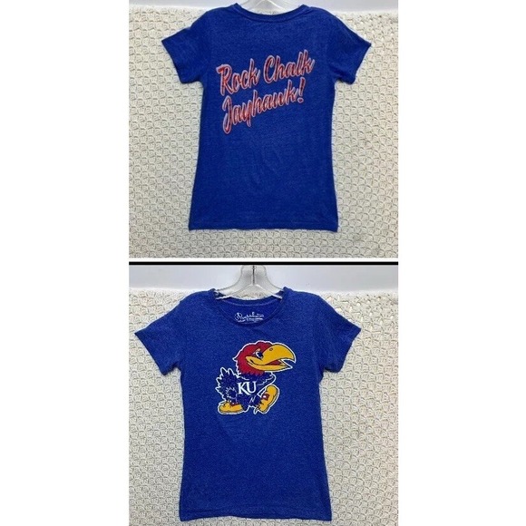 Pressley&Co Tops - NCAA‎ University Of Kansas Jayhawks Volleyball Rock Chalk  Womens T-shirt L Blue